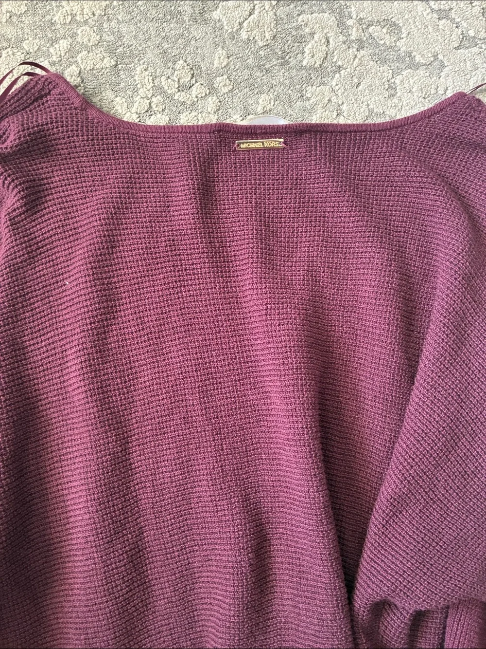 Michael Kors Plum Scoop Neck Knit Sweater with Button Cuffs